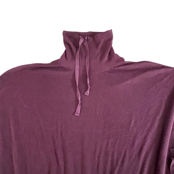 Free People Sweaters - Free People Ribbed Turtleneck Poncho Sweater Burgundy Ruffle Detail Oversized